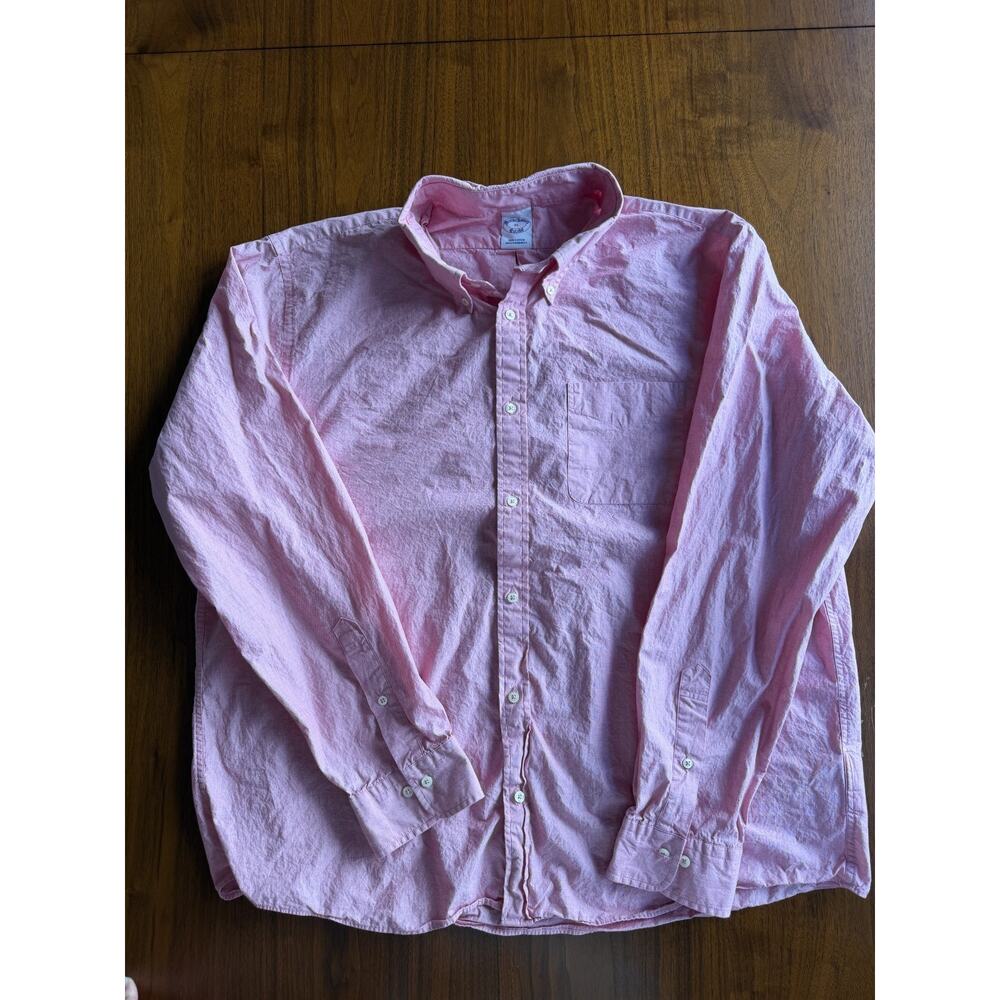Brooks Brothers Men's Pink Long Sleeve Button Down Sport Shirt - Size XL